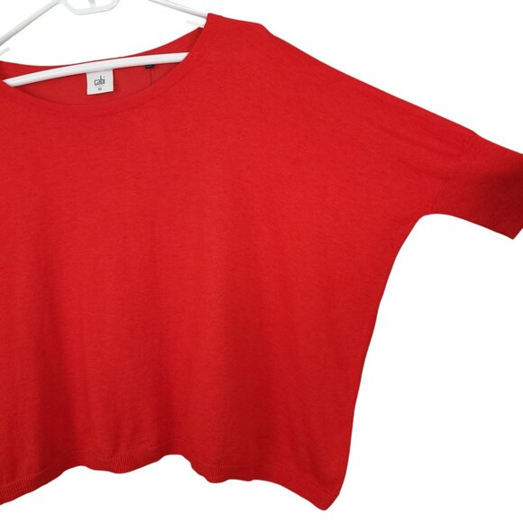 NWT CABI #5279 Sweater XS Cartwheel Pullover True Red Oversized Boxy Cotton Knit - Picture 8 of 12